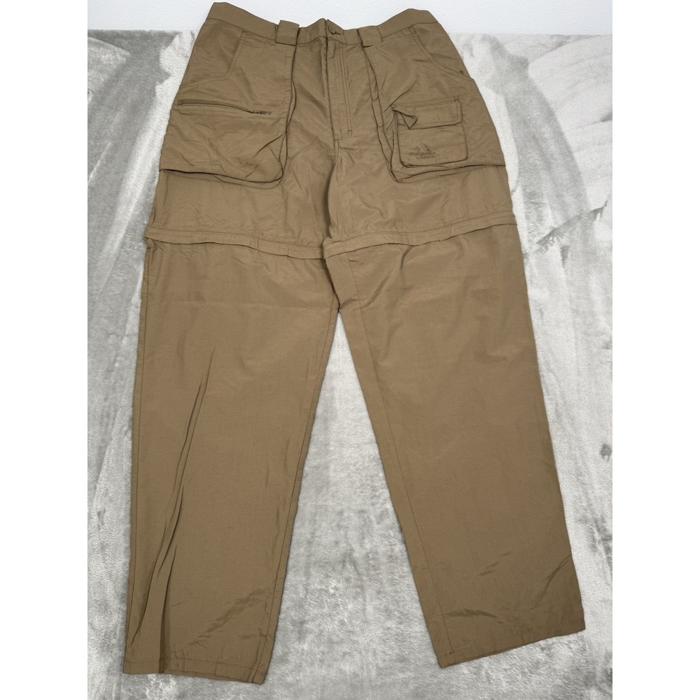 Cabelas Guidewear Convertible Pants Mens XL Brown Nylon Cargo Packable‎ Vintage